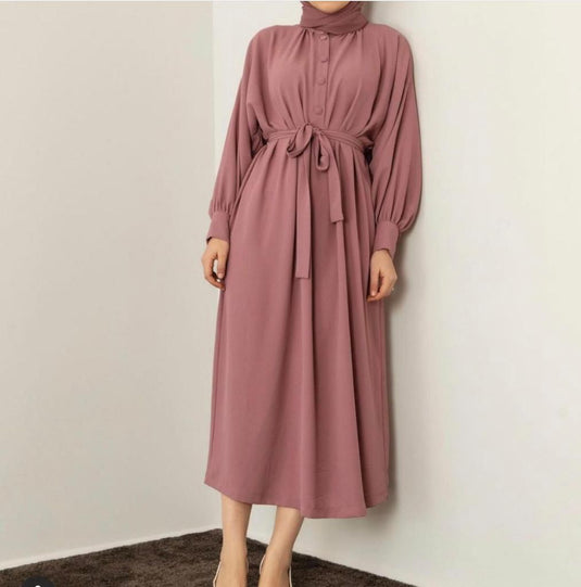 Casual Peach Robe Model Dress Abaya for Womens