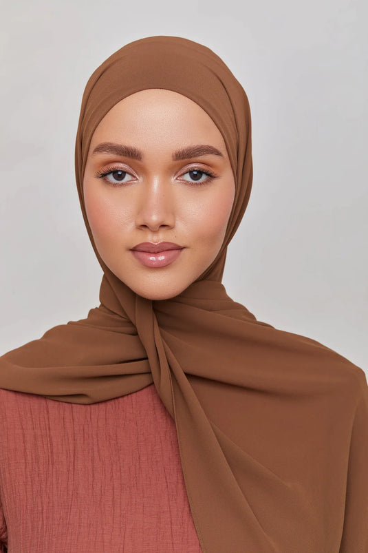 Luxury Chiffon Hijab - Warm Tan