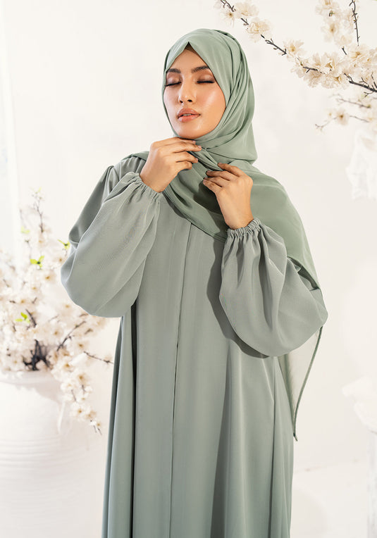 Raihan Front Open Abaya- Light Green