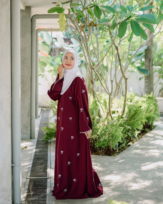 Twill - Bow Embroidered Abaya