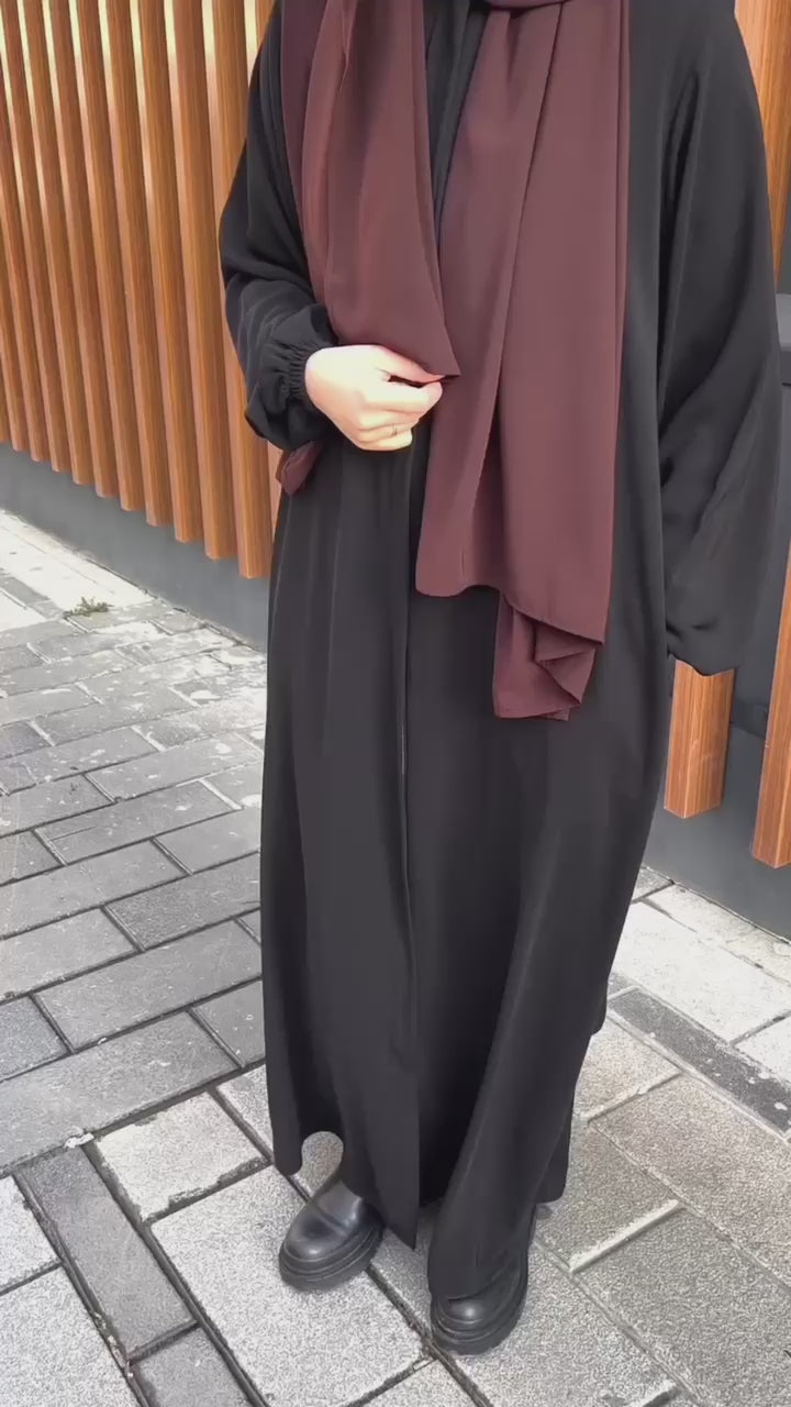 Womens Black Oversized Puff Sleeves Abaya