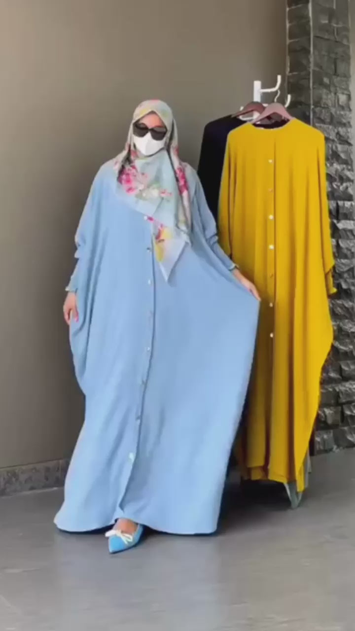 Womens Turkish Puff Sleeve Baggy Abaya