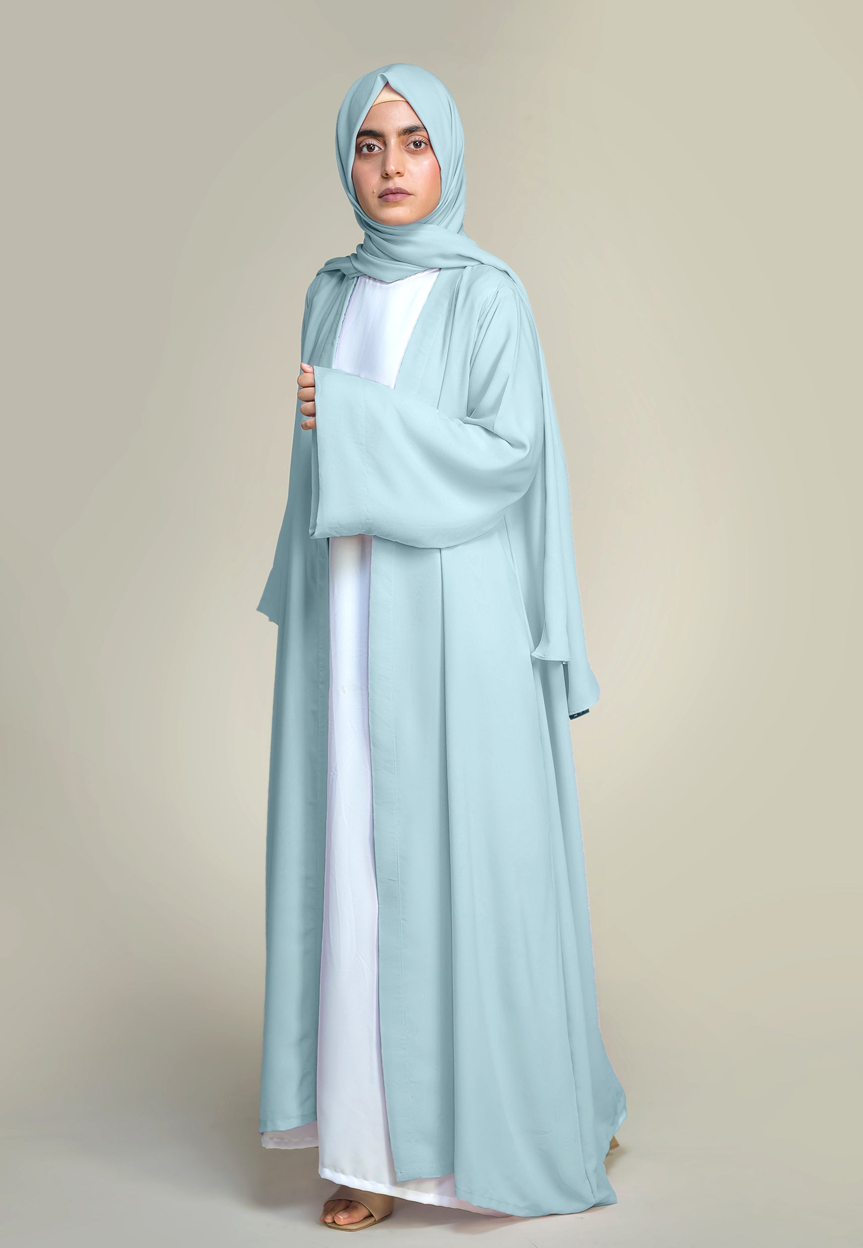 Women Ice Blue Kimono Abaya From Muslimaati