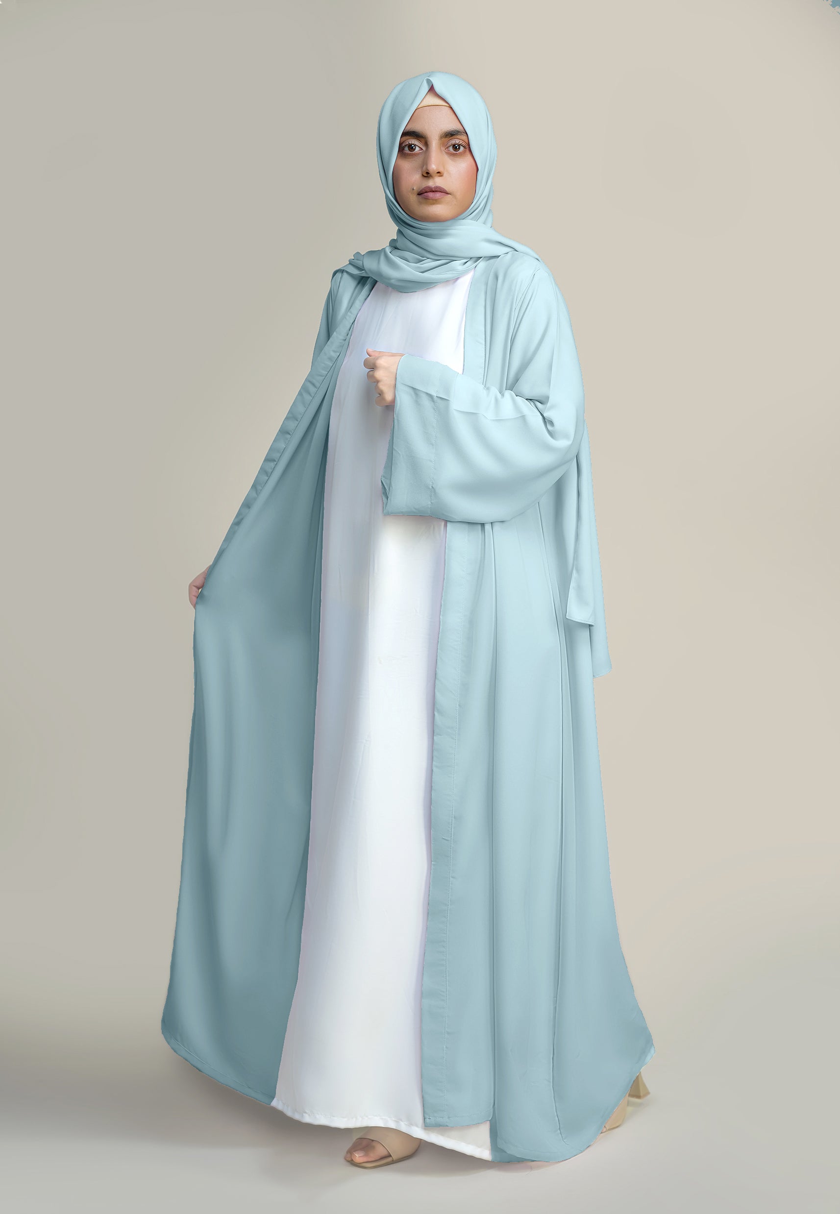 Open Style Ice Blue Kimono Abaya for Women