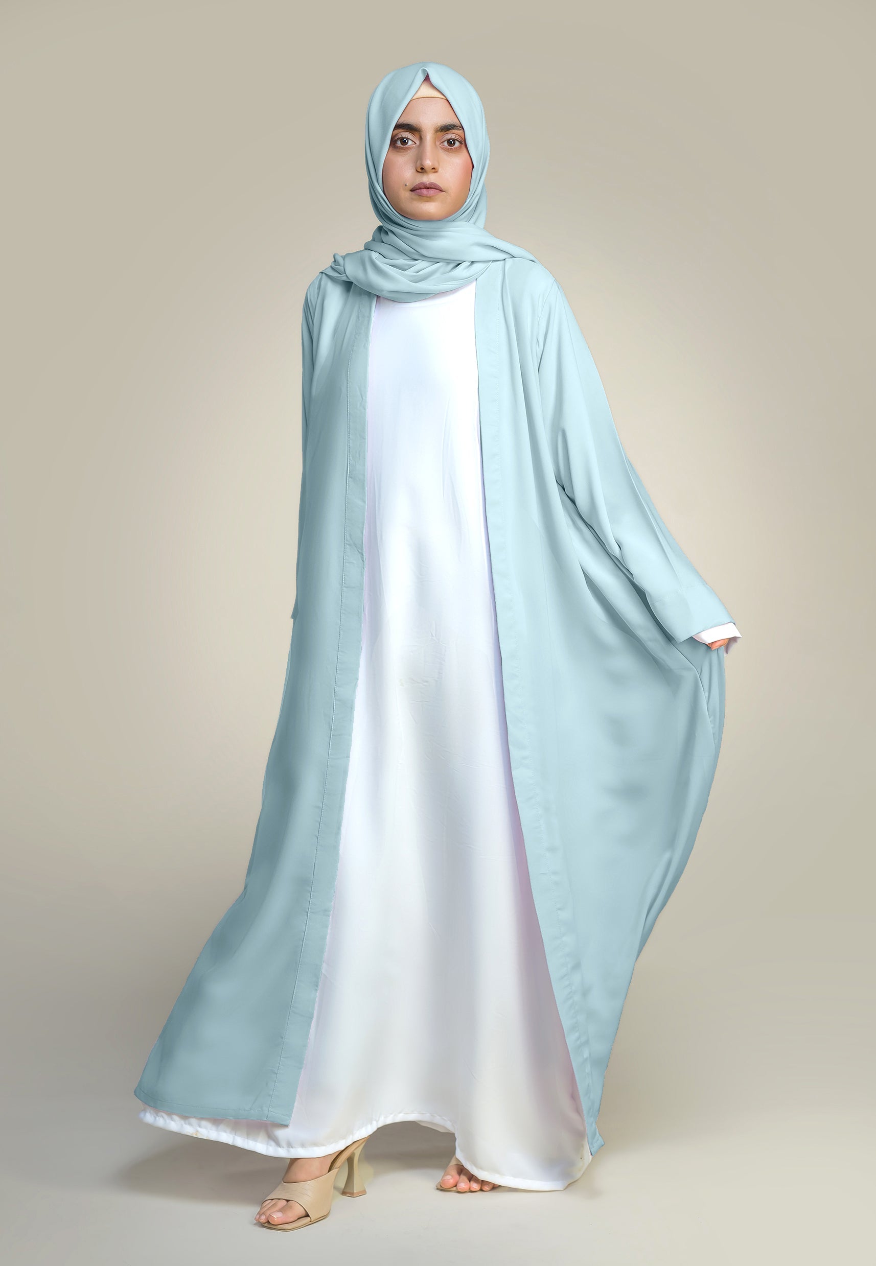 Women Ice Blue Kimono Abaya