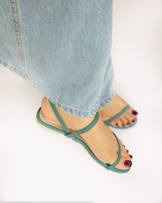 Teal Single Strap Sandals