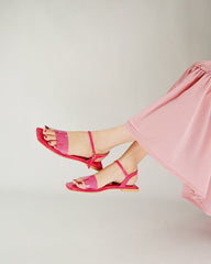 Pink Vinyl Strap Sandals